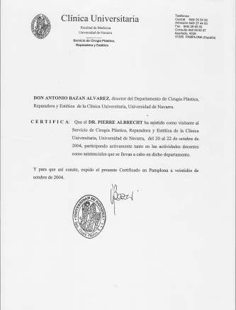 Dr. Pierjean (pier) Albrecht - Navarre University Clinic Certificate  . 2004
