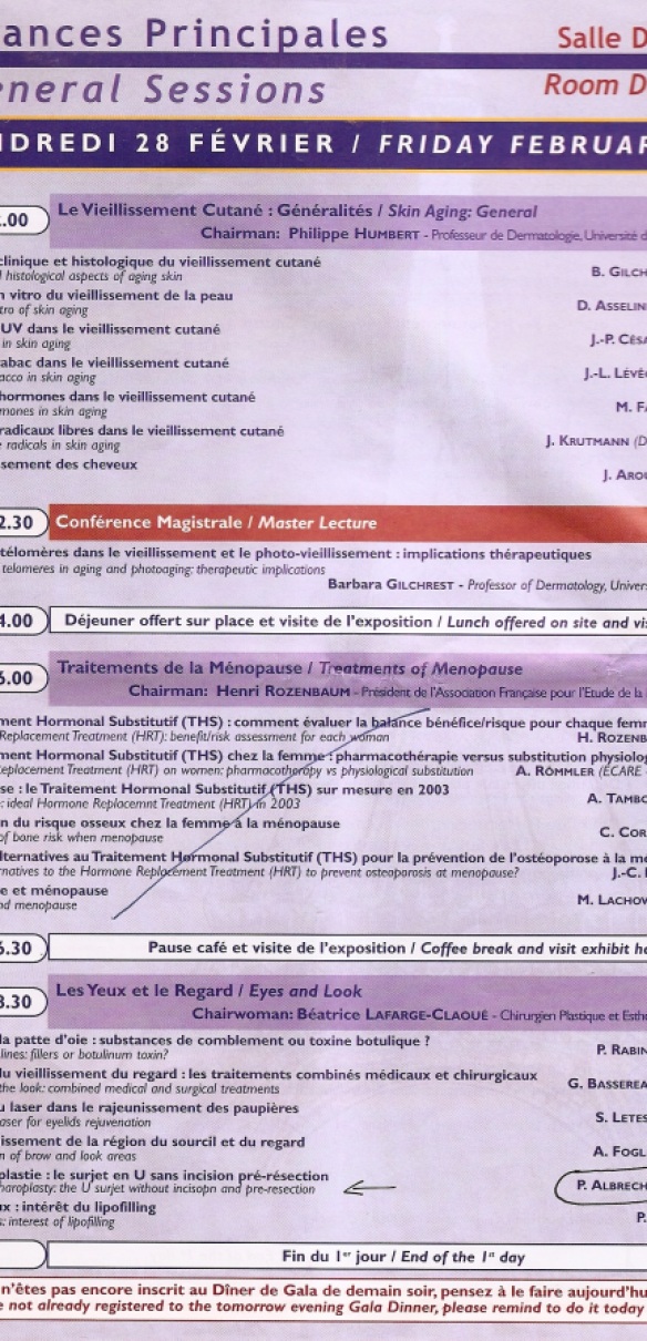 Anti-Ageing World conference 2003 - Blepharoplastie; le surjet en U prÃ©-rÃ©section - Pierjean Albrecht