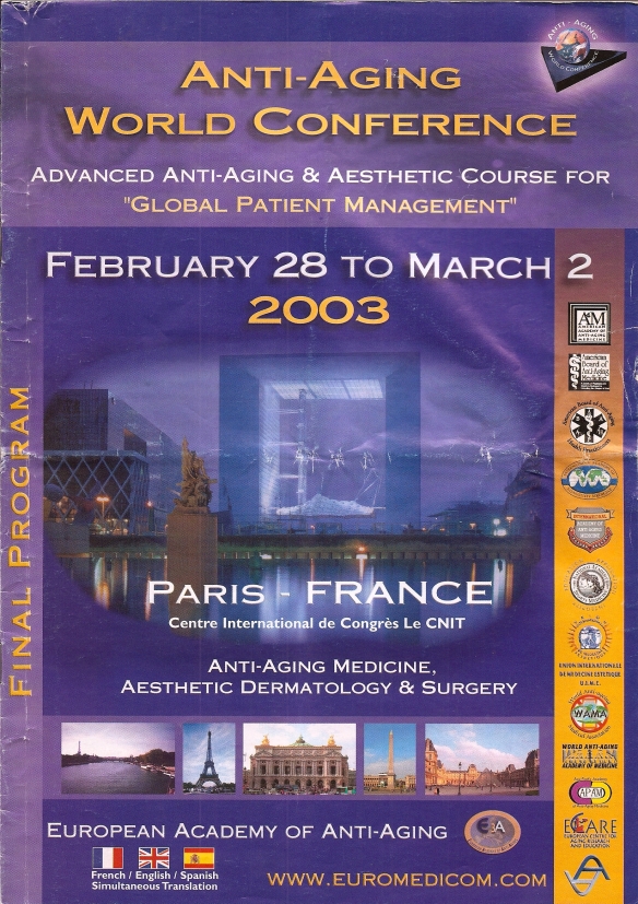 Programme Anti Ageing World Conférence - 2003 - pierjean albrecht